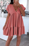 Womens V-Neck Smock Dress