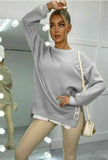 Ladies Side Split Oversized Zip Jumper