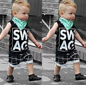 Toddler Sleeveless Vest Letter Print Tops Shorts Outfit