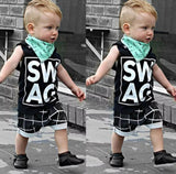 Toddler Sleeveless Vest Letter Print Tops Shorts Outfit