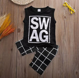 Toddler Sleeveless Vest Letter Print Tops Shorts Outfit