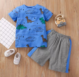 Toddler Boys Short Sleeve Dinosaur T-shirt and Shorts Outfit