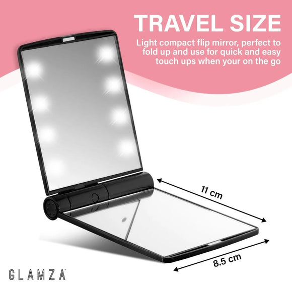 LED Light Foldable Illuminated Travel Make Up Mirror