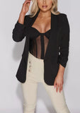 Womens Ruched Sleeve Fully Lined Blazer