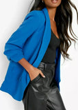 Womens Ruched Sleeve Fully Lined Blazer