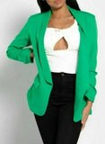 Womens Ruched Sleeve Fully Lined Blazer