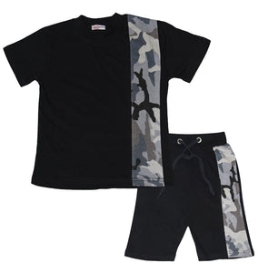 Boys Contrast Panel Shorts Set