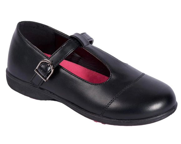 Girls T-BAR Strap Buckle PU Leather School Shoes