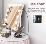 Hollywood Vanity Mirror with 3 Colour LED, Magnifier, USB Port, Touch Screen