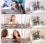 Hollywood Vanity Mirror with 3 Colour LED, Magnifier, USB Port, Touch Screen