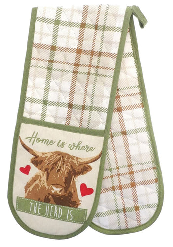 Highland Cow Double Oven Gloves