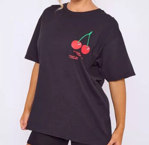 Ladies Oversized Cherry T Shirt