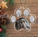 Personalised Dog Paw Pet Photo Acrylic Decoration Bauble