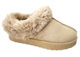 CHILDRENS WARM WINTER FAUX FUR LINED SNUGG SLIPON SLIPPERS