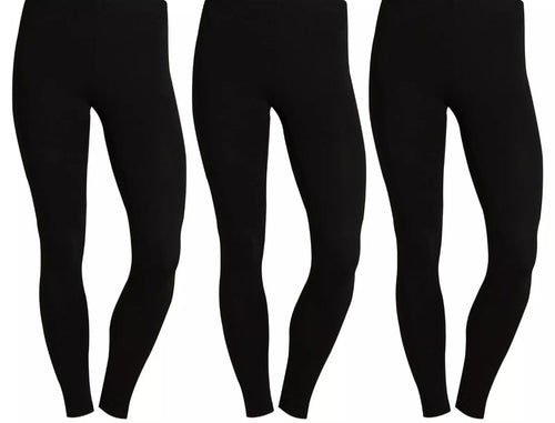 Ladies 3 Pack Soft Elasticated Waist Warm Thick Leggings