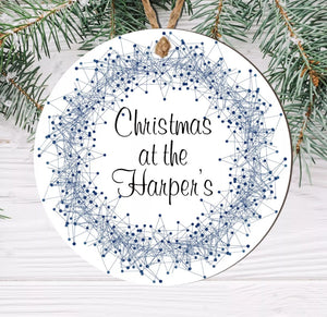 Personalised Christmas At The Surname's Hanging Bauble