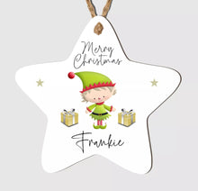 Load image into Gallery viewer, Personalised Merry Christmas Tree Star Bauble