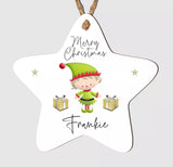 Personalised Merry Christmas Tree Star Bauble