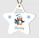 Personalised Merry Christmas Tree Star Bauble