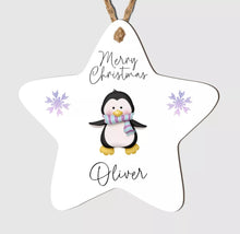 Load image into Gallery viewer, Personalised Merry Christmas Tree Star Bauble