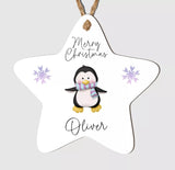 Personalised Merry Christmas Tree Star Bauble