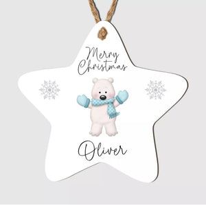 Personalised Merry Christmas Tree Star Bauble