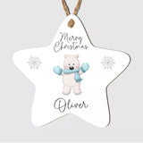 Personalised Merry Christmas Tree Star Bauble