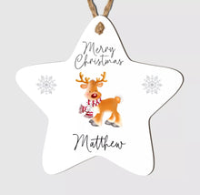 Load image into Gallery viewer, Personalised Merry Christmas Tree Star Bauble