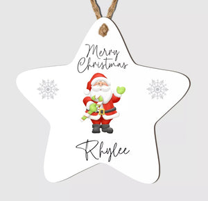 Personalised Merry Christmas Tree Star Bauble