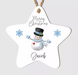 Personalised Merry Christmas Tree Star Bauble