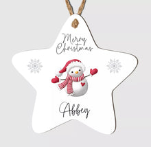 Load image into Gallery viewer, Personalised Merry Christmas Tree Star Bauble