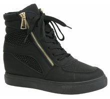 Load image into Gallery viewer, LADIES DIAMANTE WEDGE HIGH TOP ANKLE BOOTS