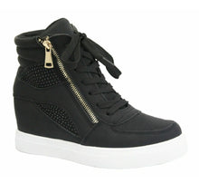 Load image into Gallery viewer, LADIES DIAMANTE WEDGE HIGH TOP ANKLE BOOTS