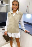 Ladies Cable Knit Sleeveless Knitted Jumper