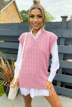 Load image into Gallery viewer, Ladies Cable Knit Sleeveless Knitted Jumper