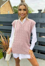 Load image into Gallery viewer, Ladies Cable Knit Sleeveless Knitted Jumper