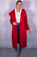 Load image into Gallery viewer, Womens Waterfall Belted Italian Drape Long Trench Coat