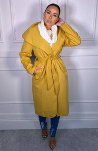 Womens Waterfall Belted Italian Drape Long Trench Coat