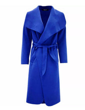 Load image into Gallery viewer, Womens Waterfall Belted Italian Drape Long Trench Coat