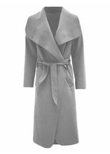 Load image into Gallery viewer, Womens Waterfall Belted Italian Drape Long Trench Coat