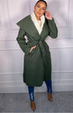 Womens Waterfall Belted Italian Drape Long Trench Coat