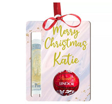 Load image into Gallery viewer, Personalised Christmas Lindt Chocolate/Money Holder Tree Decoration