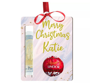 Personalised Christmas Lindt Chocolate/Money Holder Tree Decoration