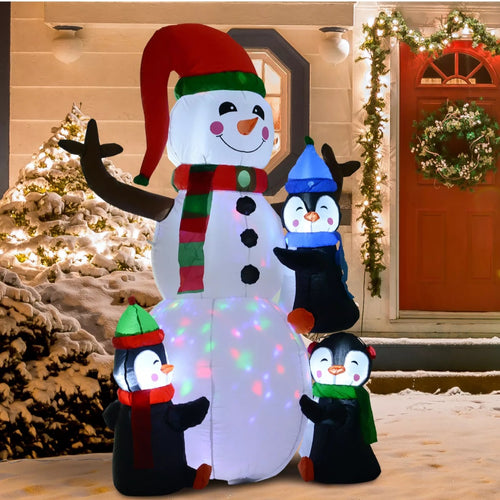 6ft Inflatable Christmas Snowman with Three Penguins