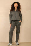 Womens Bomber Zip Jacket Ladies Palazzo Flare Joggers Lounge Wear Tracksuit Set