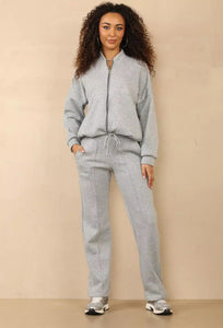 Womens Bomber Zip Jacket Ladies Palazzo Flare Joggers Lounge Wear Tracksuit Set