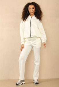 Womens Bomber Zip Jacket Ladies Palazzo Flare Joggers Lounge Wear Tracksuit Set