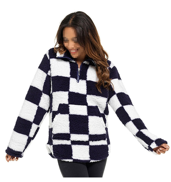 Ladies Sherpa Fleece Half Zip Up Loungewear Sweatshirt