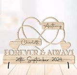 Personalised "Forever & Always" Anniversary  Infinity Heart Freestanding Plaque