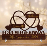 Personalised "Forever & Always" Anniversary  Infinity Heart Freestanding Plaque